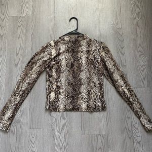 Snakeskin Cropped Long Sleeve Top
